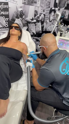 Our gorgeous girl @tasha.mackenzie back in to continue the journey on removing her full sleeve. 🔥💯 . . #tattoos #inked #tattooremovalbeforeandafter #picoway #eraze #change #skin #yes | ERAZE clinic