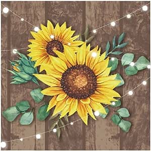 40Pcs Sunflower Wood Grain Party Napkins Wood Grain Sunflower Theme Party Paper Napkins Disposable Party Napkins Set Sunflower Wood Grain Paper Luncheon Napkins Sunflower Party Supplies