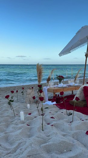 Romantic Beach Picnic in Miami with Roses