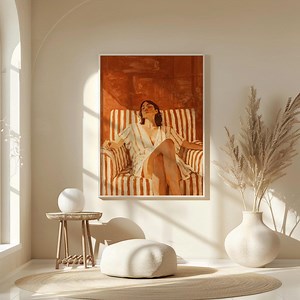 Impression d'art mural portrait de femme vintage, affiche neutre chaude, décoration féminine - Etsy France