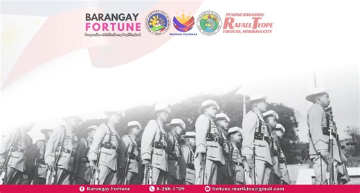 🇵🇭 Araw ng Kagitingan 2025 Abril 9, 2025 Ngayong Araw ng Kagitingan, inaalala at pinupugayan natin ang kabayanihan ng ating mga sundalong Pilipino at banyagang kasama na lumaban at nagsakripisyo para sa ating kalayaan noong Ikalawang Digmaang Pandaigdig, lalo na sa Bataan. Sa pangunguna ng Ika-6 na Sangguniang Barangay ng Fortune sa pamumuno ni Punong Barangay Rafael Mendoza Teope, tayo ay nakikiisa sa paggunita ng araw na ito—hindi lamang bilang bahagi ng ating kasaysayan, kundi bilang paalal