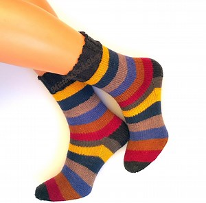 Hand Knitted Wool Socks: Multicolor Striped Winter Socks, Leg Warmers - Etsy UK