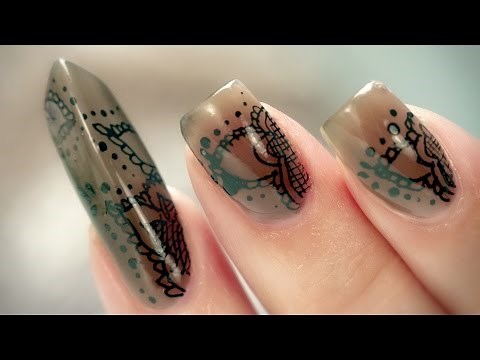 Sheer Black Lace Nail Art