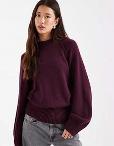 ASOS DESIGN – Śliwkowy sweter z okrągłym dekoltem i raglanowymi rękawami | ASOS