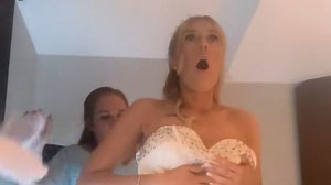 Bride's wedding dress rips moments before ceremony
