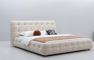 [Hot Item] Modern Bedroom Furniture White Bed Sets Wrinkle Fold King Size Italian Designs Queen Fabric Double Bed