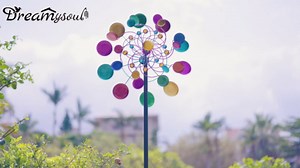 DREAMYSOUL Outdoor Wind Spinner, 19 inches Large Metal Garden Wind Sculpture & Spinner, Three Layers Blades Colorful Kinetic Windmill for Yard and Garden