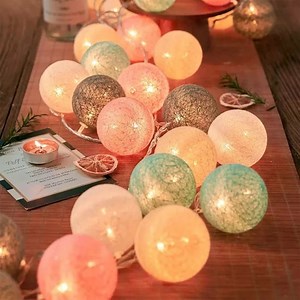 weibbin Battery String Light for Indoor: 59.06in Cotton Ball Lanterns 2 Pack - Bohemian Hanging Art Deco for Bedroom - Fairy Cozy Lighting - Walmart.com