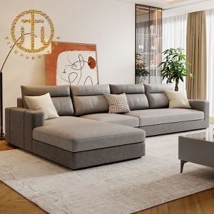 [Hot Item] Nordic Living Room Set Simple Modern Technology Fabric Leisure Sofa with Chaise Tongue