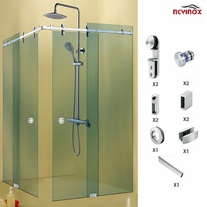 [Hot Item] Shower Glass Door Sliding Accessories Frameless Glass Sliding Door System Bathroom Hardware