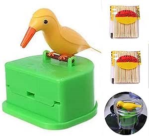 Amazon.com: shenghang BIRD Toothpick Dispenser Bird toothpick box funny portable plastic toothpick holder Automatic telescopic push type (B): Home & Kitchen