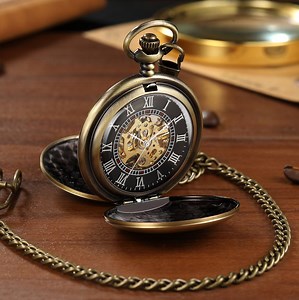 Engraved Bronze Mechanical Pocket Watch: Steampunk Style Gift - Etsy