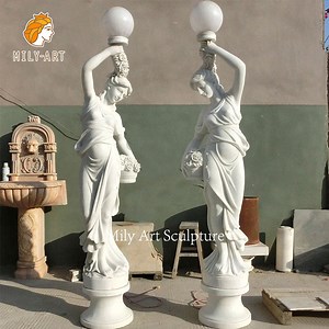 [Hot Item] Life Size Decorative Hand Carving Marble Lady Sculpture Lamp Statue