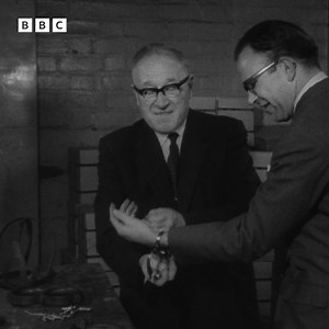 #OnThisDay 1963: The suburbs of Birmingham were the destination for Christopher Brasher and the Tonight programme, to visit a factory that produced ferret muzzles, riot staves and combs for Highland cows. What made them truly unique, however, were their handcuffs, restraints and leg irons, from which only Houdini could escape. | BBC Archive