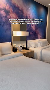 Space-themed room tour 🔭👽🪐 @courtyardtitusville Less than 1 hour from International Drive 📍 The Courtyard by Marriott Titusville Kennedy Space Center offers a space-themed experience with rooms featuring two queen beds, ideal for families or groups. These rooms include unique amenities such as a pair of binoculars for viewing rocket launches and an astronaut-shaped projector that displays stars and nebulas on the ceiling, adding a fun and educational touch to the stay. 🛰️🧑‍🚀 👉The hotel i
