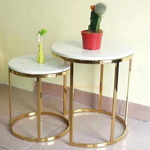 [Hot Item] 2 PCS One Set Hotel Lobby Reception Area High Back Flower Decoration Side Table Half Moon Table