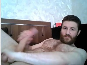 Hairy Daddy Stroking His Huge Cock
