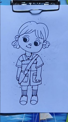 How to Draw Cartoon Cute Girl standing alone #drawing #shortsfeed #art #stepbystep #youtubeshorts