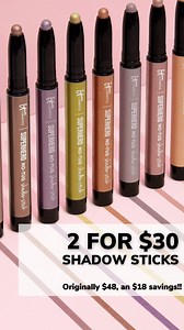 1.8K views · 89 reactions | SURPRISE! Blessing your feed with a 2-day flash sale you must see to believe! 朗 Buy 2 Superhero Shadow Sticks for ONLY $30 ($48 value)!!癩 Click to shop IT here: https://bit.ly/ShadowStickSale12822 | IT Cosmetics | Facebook