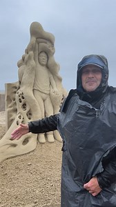 2.7K views · 98 reactions | Rusty Croft from California discusses his sculpture "Audio Immersion." Apologies for the wind. Even with protection outside it was just blowing the rain around so hard! Hopefully you can hear the sculptor talk! #beachvibes #beach #sandsculpting #sandsulptors #hamptonbeachnh #Familyfun | Hampton Beach - "Official" | Facebook