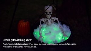 Halloween Decorations - Large Witches Cauldron on 54" Tripod with Lights - Black Plastic Bowl Decor - Hocus Pocus Candy Bucket Decoration for Indoor Outdoor Home Room Porch Yard Lawn Party Outside