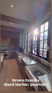 This is a vibe. Brown Fantasy (Hard Marble/ Quartzite) The edge. The island design. The lighting. The millwork. Stunning. #marble #marblesink #marblekitchen #marblecountertops #marblekitchencountertops #marbledesign #quartzite #quartzitecountertops #quartzitewall #customcountertops #kitchen #kitchendesign #kitcheninspiration #kitchencountertops #countertops #exoticstone #uniquedesigns #luxurykitchen #luxurykitchendesign #countertopinstallation #countertopfabrication #countertopfabricator #counte