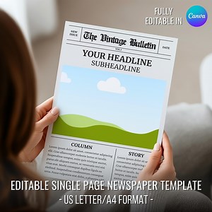 Editable Front Page Newspaper Canva Template | Business Newspaper Templates | Printable Fake Newspaper Template | Gift & Keepsake for Event - Etsy Australia