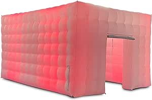 SAYOK LED Inflatable White Cube Tent, Large Inflatable Marquee Tent House for Event Exhibition Wedding Business, 19.7x13.12x9.84ft