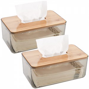[Hot Item] Bamboo Lid Tissue Box Facial Tissue Dispenser Box Paper Tissue Napkin Holder