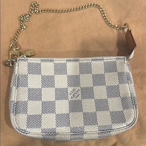 Authentic Louis Vuitton Damier Azur Canvas Mini Accessories Pochette