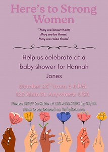Baby Shower Invitation Template - Here's to Strong Women - Etsy