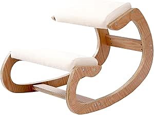 Ergonomic Kneeling Chair Birch Computer Stool Relax Your Knees with Sponge Cushion, Easy to Assemble Improve Sitting Posture for Home Office (Wood)
