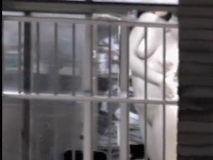 Hot window with the full naked melons