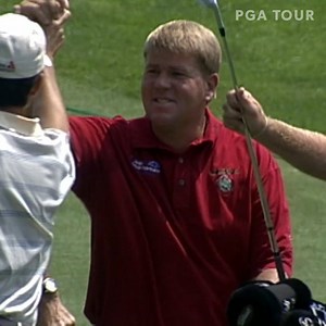 John Daly dunked it right in the hole on the fly at the 2001 Travelers Championship. | PGA TOUR Champions