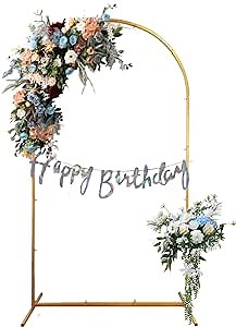 Metal Arch Backdrop Stand Suitable for Wedding, Baby Shower Ceremony, and Birthday Party Decorations, 6FT Balloon Arch, Oval Backdrop Stand