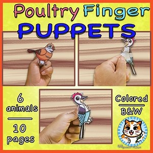Poultry Finger Puppets Printable Coloring Paper Craft Activity For kids