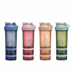 [Hot Item] Customized 500ml BPA Free Gym Frosted Plastic Water Bottles Plastic Protein Shaker Bottle with Blender