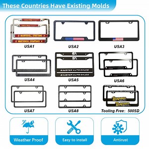 [Hot Item] Weatherproof Plastic Carbon Fiber Custom Car License Plate Frame for USA