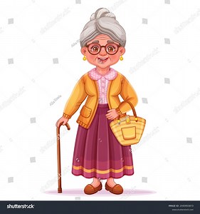 Cute Grandmother Old Woman Elderly Grandma Stock Vector (Royalty Free) 2593955873 | Shutterstock