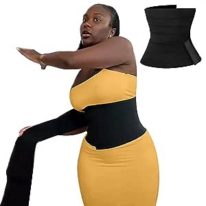 6m XXL Size Snatch Me Up Bandage Wrap for Women - Black Invisible Wrap Waist Trainer Tape,Waist Wraps for Stomach Comfortable Backrest for Lower Back Pain Relief