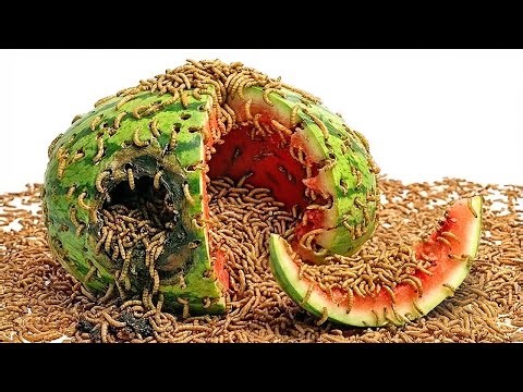10,000 Mealworms vs. Watermelon