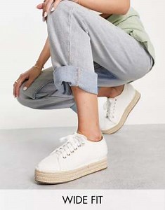 ASOS DESIGN Wide Fit - Josh - Sneakers flatform stile espadrilles bianco sporco a pianta larga | ASOS