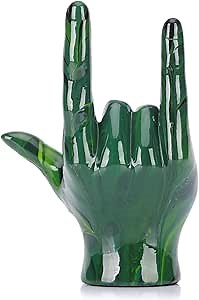 LCCCK Emerald Green Hand Gesture Decor Statue, Modern Home Decor Accent Peace Sign Decor and Loving Sign Language Decor, for Music Room, Countertop, Dining Table, Bookshelf, Aesthetic Decoration