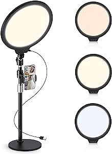 Amazon.com : ATUMTEK 10" Full Screen Light with Extendable Desk Stand for Zoom Meeting, Desktop LED Fill Light 2600-6200K with Phone Holder for Streaming, Makeup Recording and Video Conferencing : Electronics
