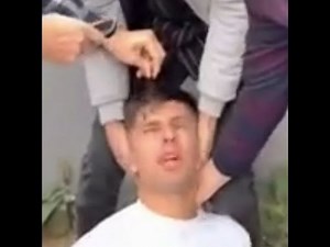 Guy gets a forced buzzcut [23A16B]