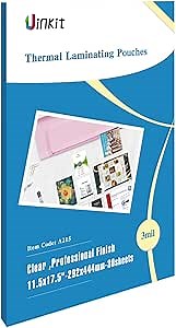 Uinkit Laminating Sheets 11.5x17.5inches for Sealed 11x17inches Tabloid Size Photo Documents, Glossy Clear Laminating Pouches Laminator Sheets Rounded Corner 30 Pack