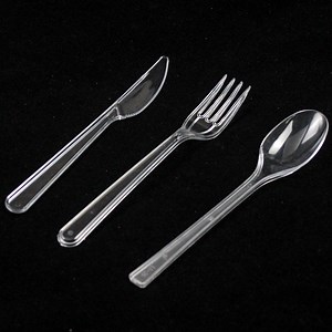 [Hot Item] Disposable Plastic Cutlery Set PS Plastic Knife Fork and Spoon Transparent Custom for Restaurant