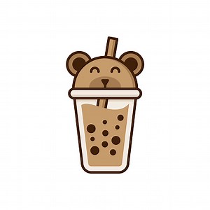 Bubble tea milk boba bear logo icon cartoon illustration vector