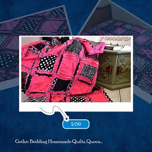 In stock. Going soon. Gothic Bedding Homemade Quilts, Queen Size Quilts, Lap Quilts Handmade Quilts, Teen Girl Room Decor only at $159.00.. https://www.etsy.com/listing/103463976/gothic-bedding-homemade-quilts-queen #BedSpreads #RagQuiltsForSale #LapQuiltsHandmade #GothicBedding #BlackAndWhite #ZebraRagQuilt #QueenSizeQuilts #TwinSizeQuilt #HandmadeQuilts #HomemadeQuilts | A Vision to Remember | Facebook