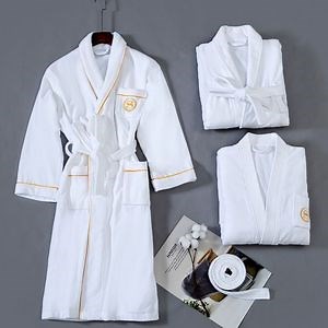 [Hot Item] Luxury Unisex Hotel White Waffle Bath Robe Kimono Collar Hotel Bathrobes